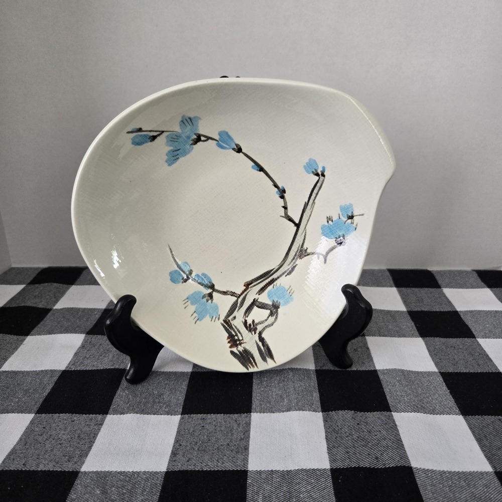 VTG MCM Driftwood Red Wing Hand Painted Pottery Irregular Shape Bowl USA #2116